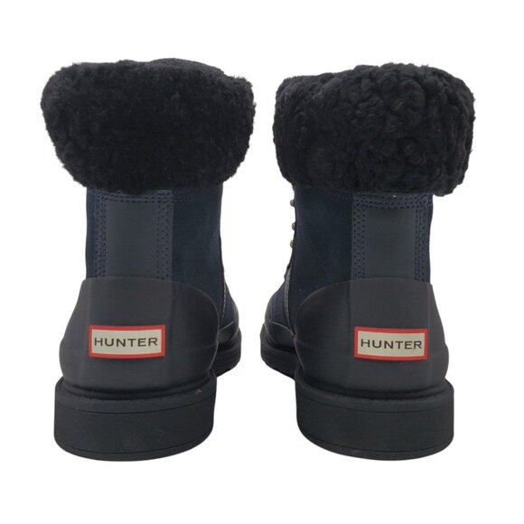 HUNTER Womens 'Commando' Black/Navy Suede Waterproof Boots Sz 7 Sheep Fur Lined‎ - Picture 9 of 14